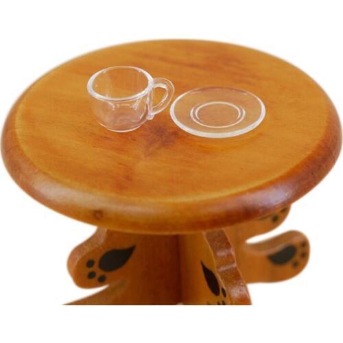 4Pcs Miniature Dollhouse Coffee Cup Cute Cup For Doll Kitchen Room Food Drink Home Tableware Decors (2 cups+2 dishs)