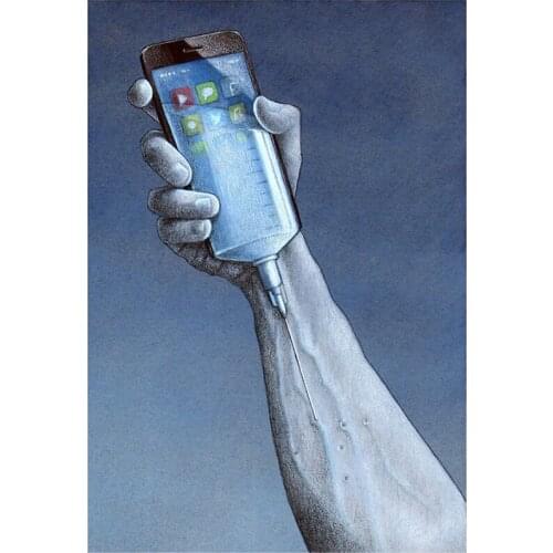 5D DIY Full Round Diamond Painting Cartoon"The Harm Of Mobile Phones"Cross Stitch 3D Embroidery Rhinestone Mosaic Home Decor Y61