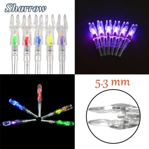 6/12pcs Archery LED Arrow Nock 5colors Auto Luminous Pin Nock Fit ID 5.3mm Arrow Shaft For Bow Hunting Shooting Accessories