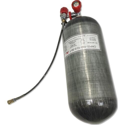 Acecare AC312101 Pcp Air Gun Paitnball Cylinder Carbon Tank CE 4500psi 12L Carabiner Diving Equipment Wiht Gauge Station