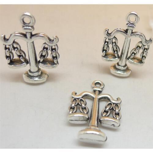 ALY 100 Pcs/lot Antique Silver Balance Charms Commercial Pendants 20x15mm Jewelry Supplies