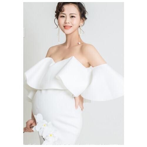 Pregnant women female white dress photography props elegant clothes conceived pregnant women dress clothing