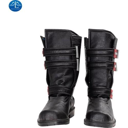 Gotham Knights Cosplay Red Hood Cosplay Boots Faux Leather Shoes Black Mens Martin Boots Any Size