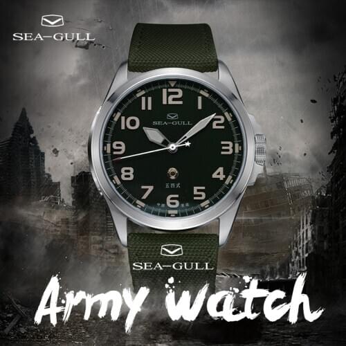 Seagull Army Watch Mens Automatic Mechanical Watch Sports Watch 100M Waterproof Army One Limited Commemorative Watch 6106
