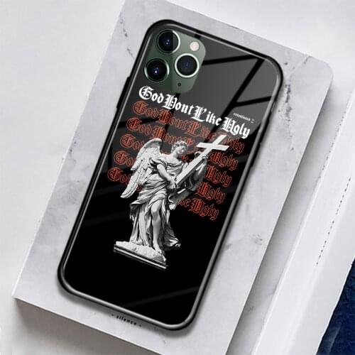 Angel Sculpture Religious Art Soft Silicone Glass for IPhone SE 6 6s 7 8 Plus X XR XS 11 12 Mini Pro Max Phone Case Cover Shell