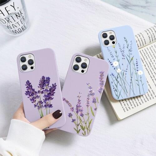 Simple Lavender Flower Case For iPhone X XS XR Xs Max 11 12 Pro Max 6 6S 7 8 Plus 5S SE Soft TPU Bumper Cover For iPhone 12 Mini