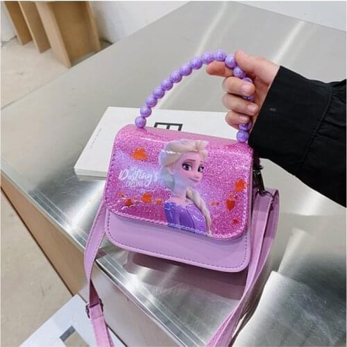Disney Childrens Handbag Authentic Frozen Elsa Olaf Pearl Messenger Bag Girl 3-10 Years Old Holiday Gift Childrens Bag