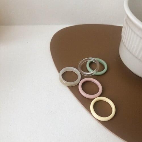 5 pcs Simple Style Resin Finger Rings Transparent Colorful Ring for Women Ins Trendy Minimalism Chic Ring Korean Accessory
