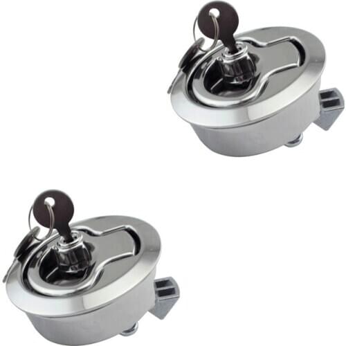 2PCS 2 inch Zinc Alloy Round Bass Boat Cam Locker Door Latches Slam Latch With Key For Marine Cabinet Hardware Storage Compartm