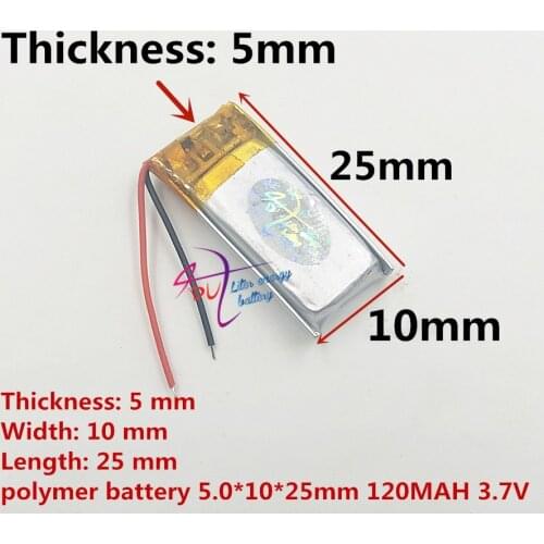 Best battery brand 3.7V polymer lithium battery 501025 501225 Bluetooth headset point reading pen 120mAH