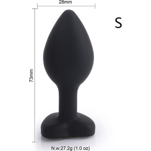 MaryXiong Small Black Heart Silicone Anal Plugs Butt Plug Jeweled Anal Beads Adult Sex Toys for Men Women Couple Anal Trainer