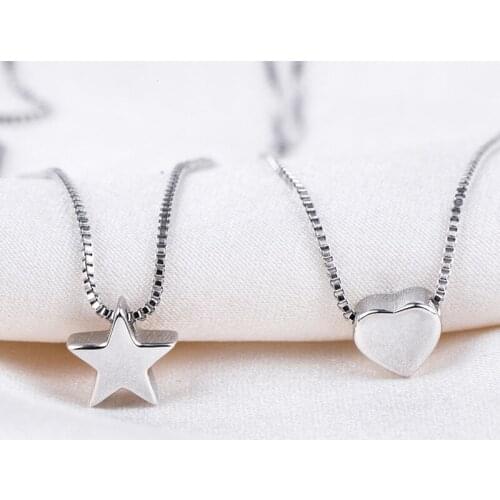 Fashion Simple Silver Plated Heart Necklace Pendant Lady Necklace Elegant Princess Charm Jewelry Girlfriend Birthday Gift