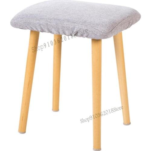 Low Stool Solid Wood Dining Chair Household Fabric Small Stool Makeup Chair Fashion Creative Footstool Modern Minimalist Dressin