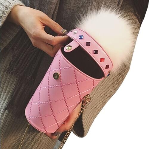 2021 New Funny fashion cartoon lovely ice cream cake bags messenger bag chain bag soft small harajuku female bag Hair ball Q5