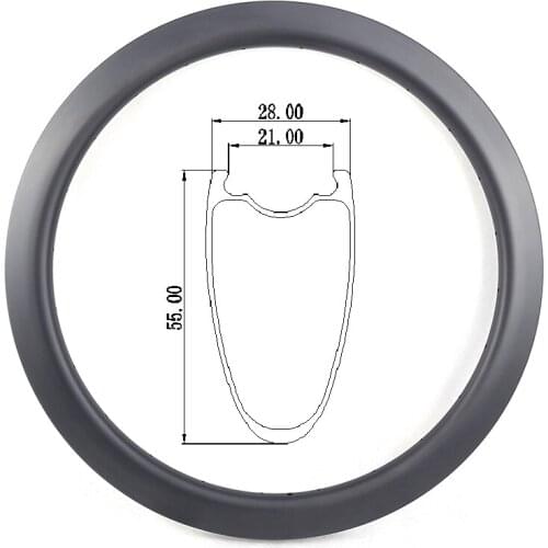 28mm Width 55mm Deep Gravel Bike Carbon rim 700C Road Bicycle wheel Cyclocross Clincher Tubeless Bike UD 3K 12K Matt Glossy