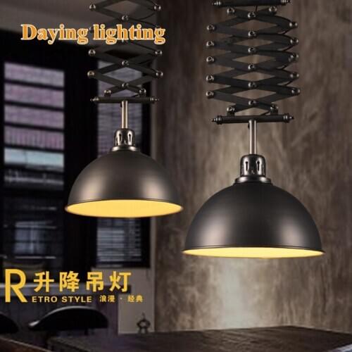 Nordic industrial style restaurant lights, loft creative cafe pendant lights , lifting stretch lamps ,Black Iron lamp CL50921