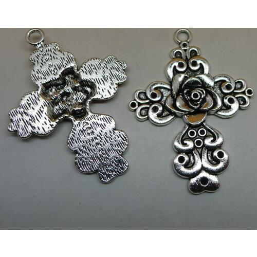 RONGQING 2018 New 25pcs/pack Crosses 47x35mm Religion DIY Necklace Charms Hollow Pendant accessories Jewelry