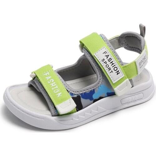 CUZULLAA Kids Boys Breathable Camouflage Strap Hook & Loop Beach Sandals For Children Girls Non-Slip Summer Shoes Size 21-30