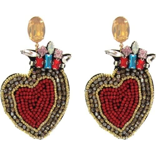 Oorbellen Heart Earrings Bohemian Handmade Crystal Big Earrings for Women Drop Earrings Dangle ZA Earrings Jewelry Wholesale