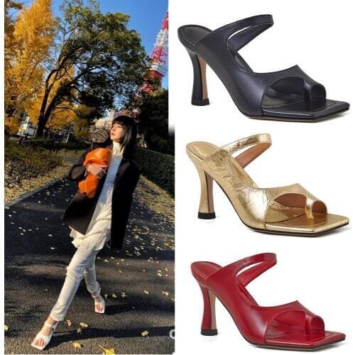 2020 new trend slippers leather shoes ladies sandals open-toe high-heeled fashion slippers summer outdoor beach women slippers