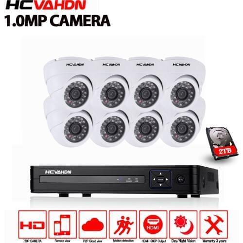 720P 8CH CCTV System 1080P HDMI AHD DVR Kit 1200TVL Indoor Security Night Vision 8 Cameras Surveillance Kits ahd CCTV Camera