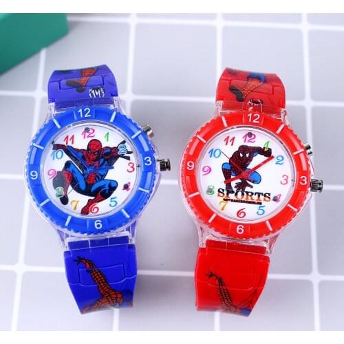 Luminous Cartoon Childrens Watches Boys Colorful Flash Light with Music Super Hero Kids Watch Party Gift Wristwatch Clock