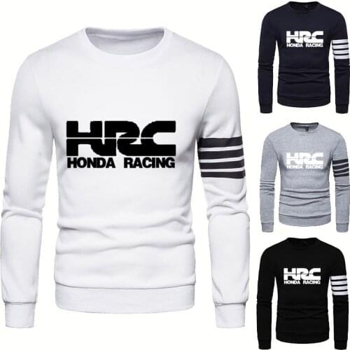 Spring Autumn New Mens Sweatshirt HRC Race Motorcycle Printing Casual Splicing Mens pullover Cotton High Quality Mens hoodie
