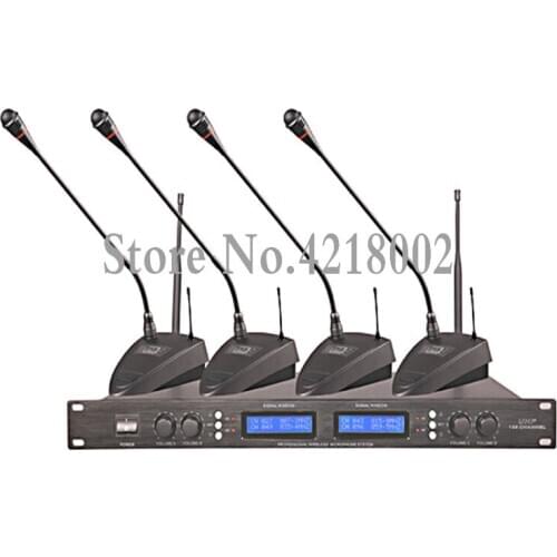 UHF 4 Channel Professional Wireless Desktop Table Top Mic Conference Microphone System for Meeting