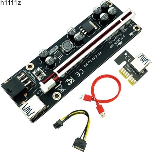 VER009S Plus PCI-E PCIE Riser 009s 6 pin PCI Express Riser Card Molex USB 3.0 Cable 1X 16X Extender for Bitcoin BTC Miner Mining
