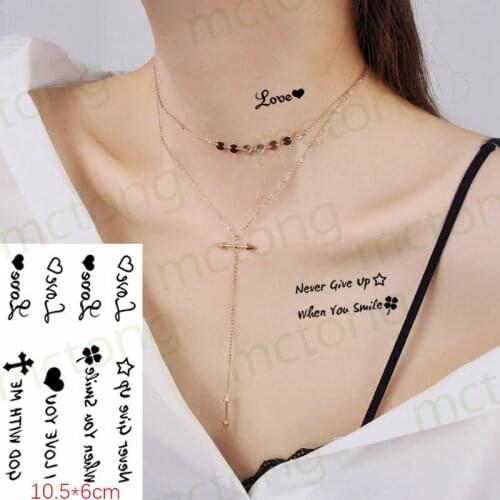 Waterproof Temporary Tattoo Sticker Word I Love You Cross Star Flash Tatoo Fake Tatto Arm Leg Wrist Foot Hand for Men Women