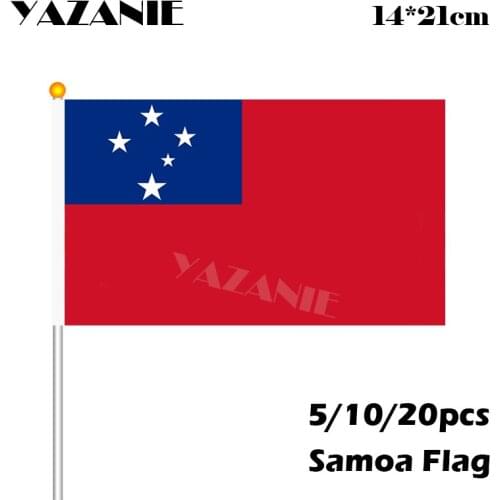 YAZANIE 14*21cm 5/10/20pcs 2018 Samoa Small Size Flying Banner Custom Hand Flag Quality Polyester Banner Decorative Celebration