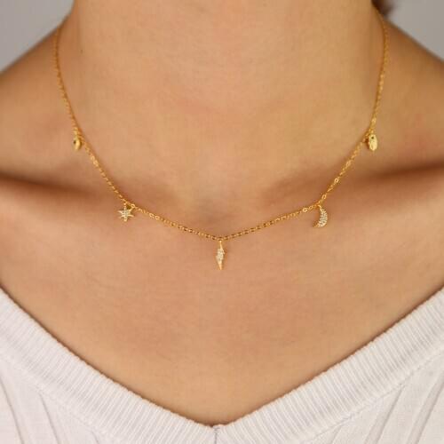 2020 New arrive 925 silver Multi layer Pendant Necklaces For Women Fashion Golden Geometric Charm Chains Necklace wedding gift