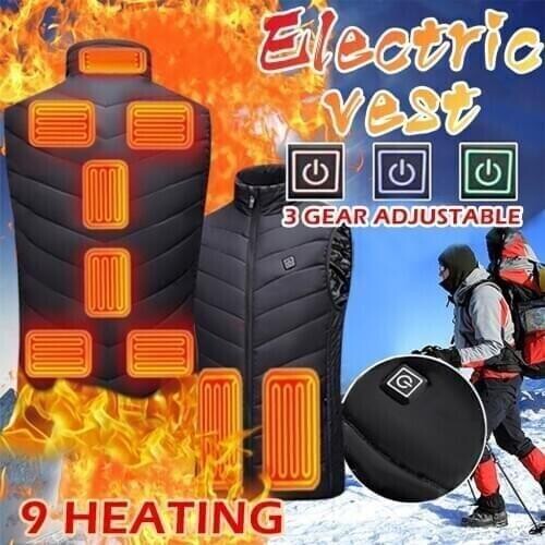 Unisex 9-Zone Heating Vest USB Charging Dual-Control Heating Men Vest Coat Outdoor Warm Clothing For Riding Gilet Skiing Fishing