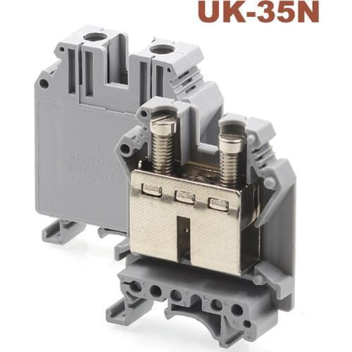 1pcs Din rail terminal blocks UK-35 screw common Type wire electrical terminals block connector brass UIK-35 morsettiera 800V