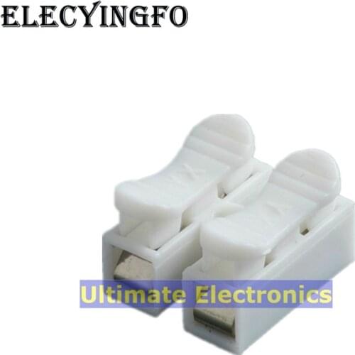 200pcs CH-2 Spring Wire Quick Connector 2p Electrical Crimp Terminals Block Splice Cable Clamp Fit Led Strip