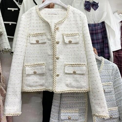 2021 Tweed Jacket Vintage Fashion Suit Outwear Jacket Women Female Channel Jacket Blazer Manteau Femme Feminino Winter Coat