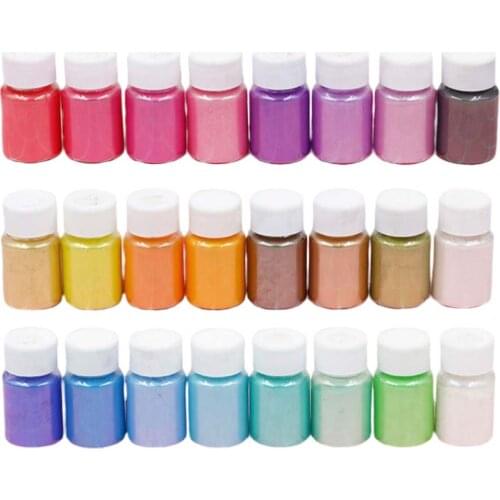 24 Pcs/set Pearlescent Powder Slime DIY Crafts Making Crystal Resin Glitter