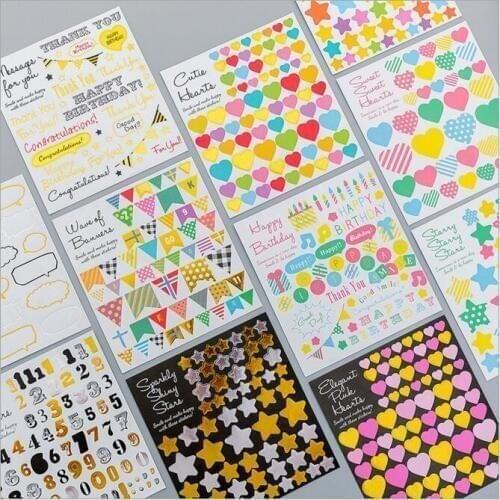 3pcs/lot Kawaii Handbook Sticker Scrapbooking Escolar Childrens Cartoon DIY Decorative Sticker Creative Geometry Stickers