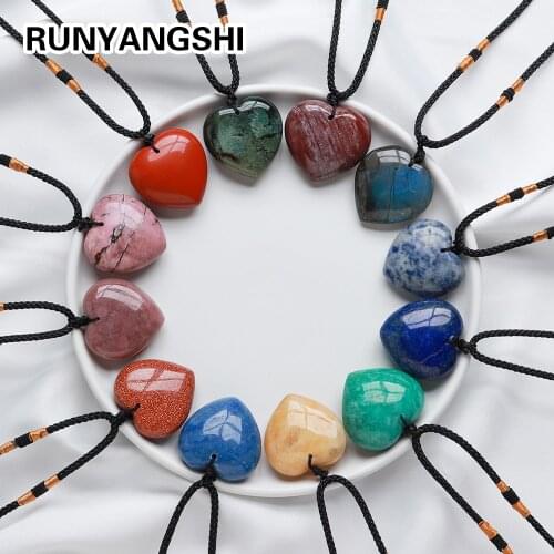 30mm Natural Crystal Love Heart Pendant Mineral Specimens Gemstone Rocks Amethyst Collectibles Jewelry Home Decor