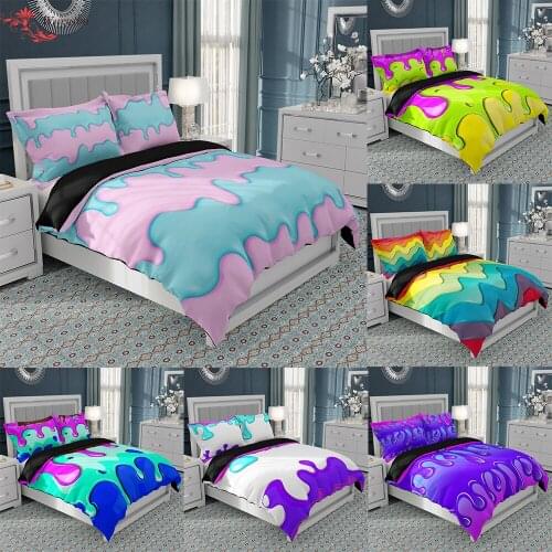 3D Colorful Bedding Set Luxury Cute Cartoon Duvet Cover For Girls Pink Purple Comforter/Quilt Cover Queen King Bedclothes Decor