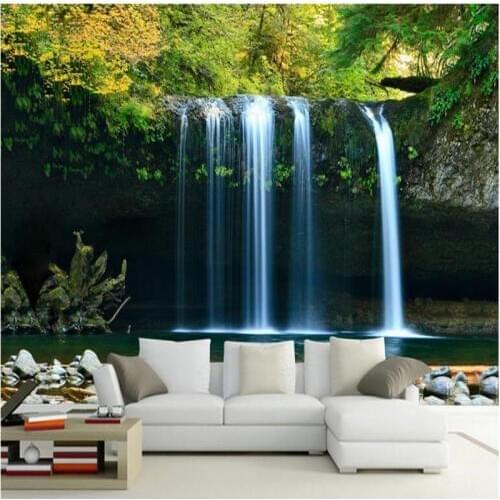 Beibehang Large custom wallpaper 3D waterfalls water sofa bedroom television river TV background wall home decoration painting