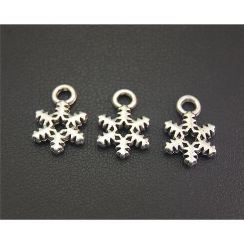 50pcs Silver Color Mini Snowflakes Charm Pendant DIY Necklace Bracelet Bangle Findings 14x9mm A2151