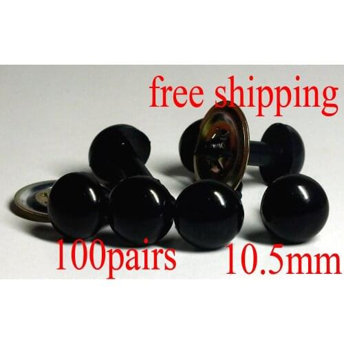 Free shipping!!100pairs Toy Doll Making DIY Cute Eyes For Toys Black Safety Eyes For Doll Toy Crafts--10.5mm