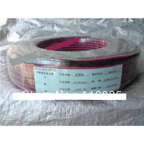 Free shipping 135meters/roll Copper clad aluminum rvb2 *1.0 mm2 monitor power cord parallel lines parallel line rossoneri line