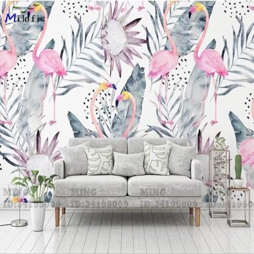 Milofi custom large vinyl 3d wallpaper mural photo flamingo nordic fashion home decoration background wall