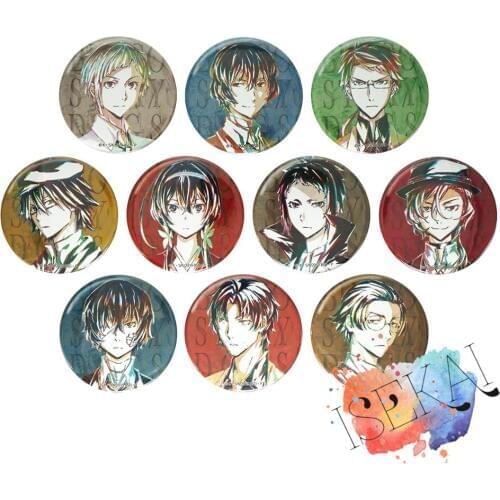 Bungo Stray Dogs Anime Badge Atsushi Nakajima Dazai Osamu Nakahara Chuya Ranpo Sakaguchi Ango Art Ver. Metal Badge Brooch Pins