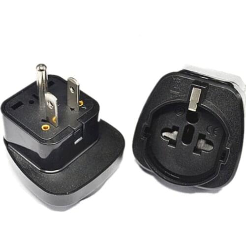 Black 3 pin American US socket adaptor Embedded Swiss Italy EU German USA american flat plug adapter converter plug