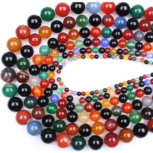 Colorful Carnelian Loose Beads Natural Gemstone Smooth Round for Jewelry Making