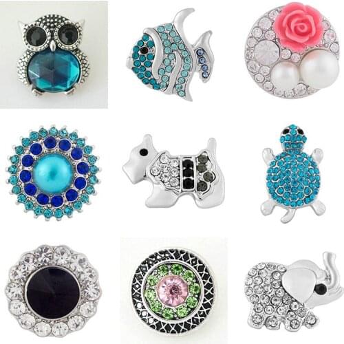 ElephantRhinestone Flower dog 20mm Metal snap button jewelry DIY bracelet KD1013