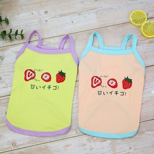 Small Dog Shirt Summer Pet Clothes Cute Strawberry Fruit Dog Vests Puppy Cat Sling Skirt Vest Top Chihuahua Yorkshire Tshirt